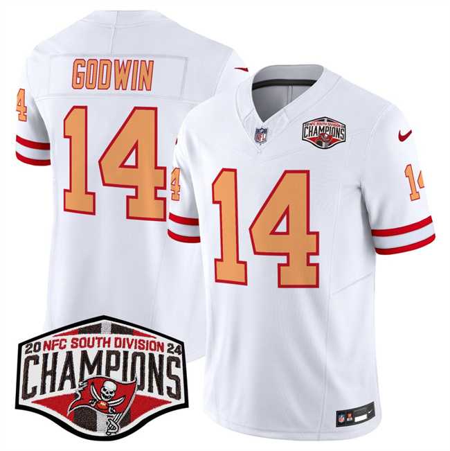 Mens Tampa Bay Buccaneers #14 Chris Godwin White F.U.S.E. 2024 NFC South Champions Limited Stitched Jersey